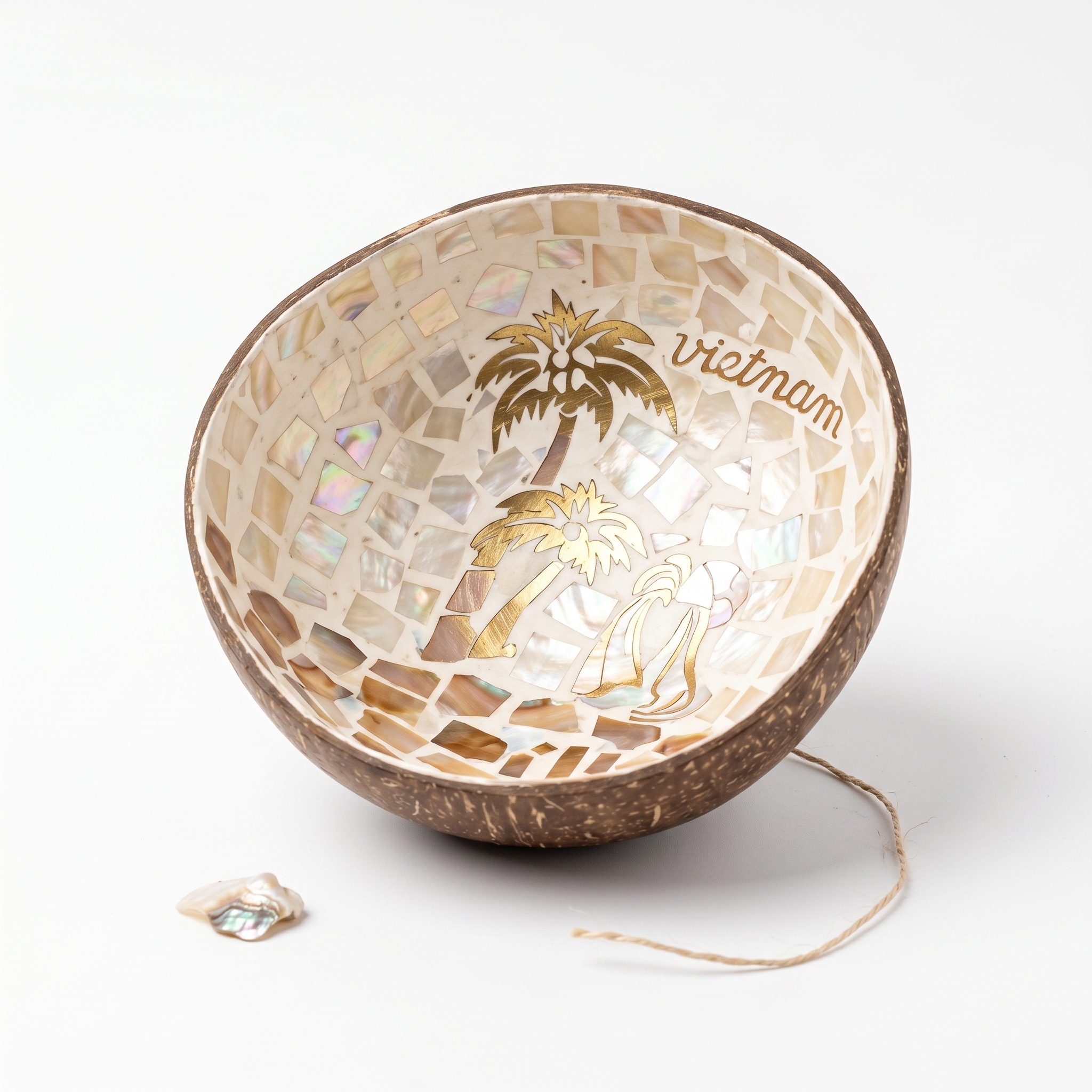Bát dừa khảm trai mosaic