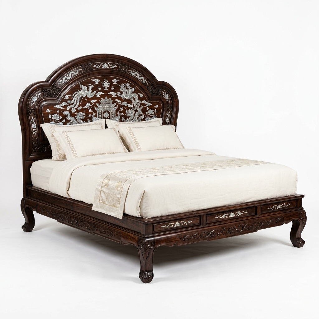 Giường Ngủ Khảm Trai Long Phượng