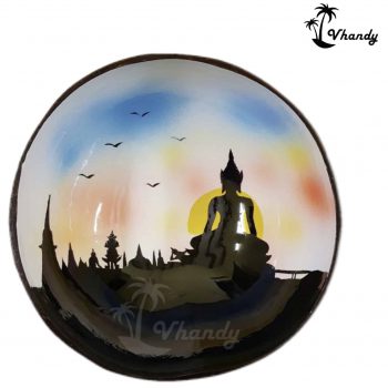 Bát dừa sơn mài - Coconut Bowl cao cấp hình tượng phật