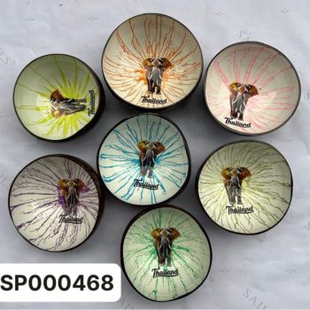 Bát dừa sơn mài voi nền tia