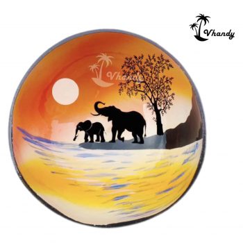 Bát dừa sơn mài - Coconut Bowl nghệ thuật hình con voi