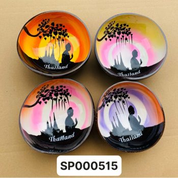 Bát dừa sơn mài hoàng hôn phật bồ đề mix màu