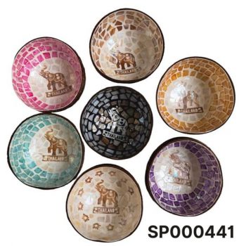 Bát dừa sơn mài voi đơn vểnh nhiều màu