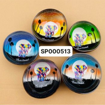 Bát dừa sơn mài voi màu nền trời sao