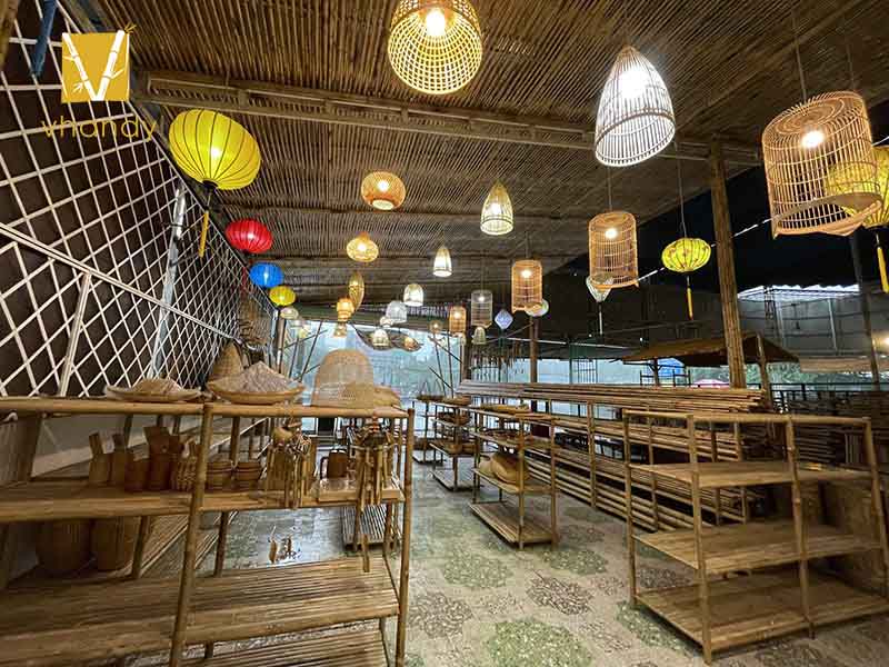 Quán Cafe decor mây tre đan