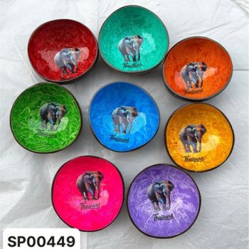 Bát dừa sơn mài voi bước nền loang màu