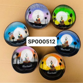 Bát dừa sơn mài hoàng hôn phật nền trời sao