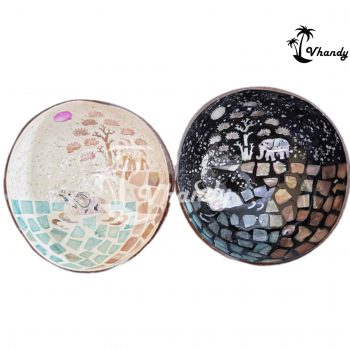 Bát dừa  khảm trai - Coconut Bowl cao cấp hình con voi