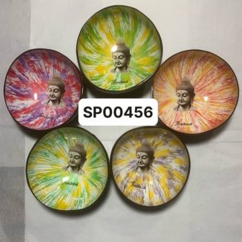 Bát dừa sơn mài đầu Phật nền loang