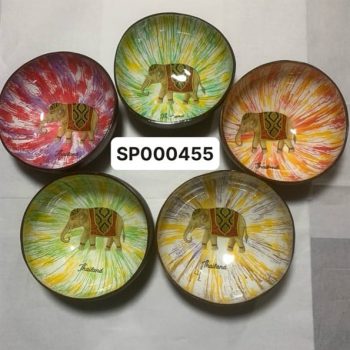 Bát dừa sơn mài voi vàng ngang nền loang