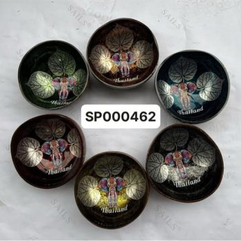 Bát dừa sơn mài voi 3 lá mới