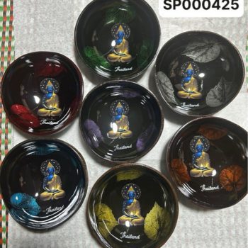 Bát dừa sơn mài Phật 3 lá