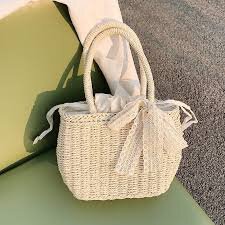 Túi cói bucket có thắt nơ