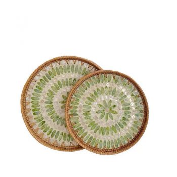 Set 2 khay mây tròn 30/35 CM